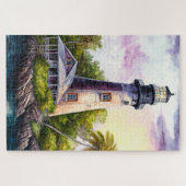 Palmbomen van het tropische regeneiland Lighthouse Legpuzzel (Horizontaal)