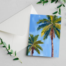 Palmbomen Waterverf Tropische Kaart
