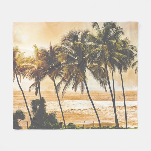 Palmbomen Zonsondergang: Goa Fleece Deken (Voorkant (Horizontaal))