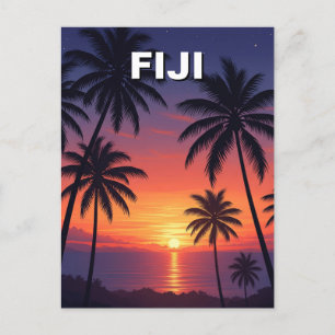 Palmbomen zonsondergang op Fiji Briefkaart