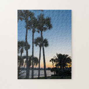 Palmbomen Zonsopkomst Destin Florida Puzzel