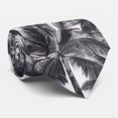 Palmbomen Zwart en Wit Stropdas (Opgerold)