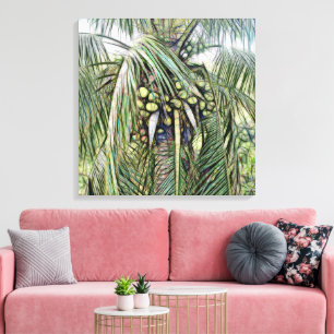 Palmbomenbladeren Tropisch Groen Caribisch Gebied Canvas Afdruk
