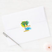 Palmboom 1 ronde sticker (Envelop)