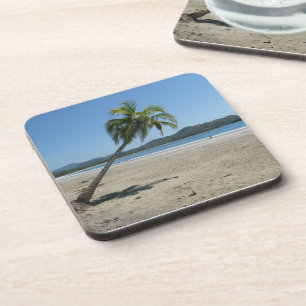Palmboom aan de strand drankjes onderzetter