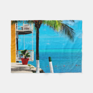 Palmboom aan de voorkant van een huis door het Zee Fleece Deken