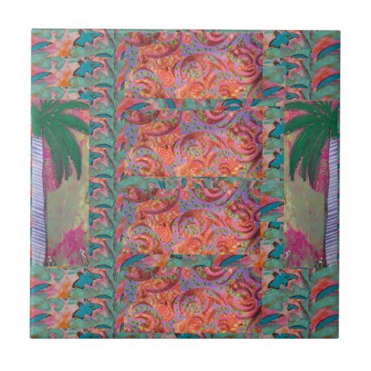 Palmboom Abstract Tegeltje (Voorkant)