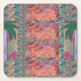 Palmboom Abstract Vierkante Kartonnen Onderzetter