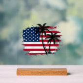 Palmboom Amerikaanse vlag Patriottisch strand vect Acryl Bord (Neutraal)