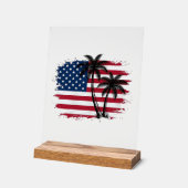 Palmboom Amerikaanse vlag Patriottisch strand vect Acryl Bord (Hoek)