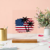 Palmboom Amerikaanse vlag Patriottisch strand vect Acryl Bord (Huwelijk)