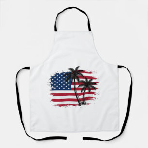 Palmboom Amerikaanse vlag Patriottisch strand vect Schort
