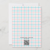 Palmboom Azure Roze Geruit QR Code Bruid Kaart (Achterkant)
