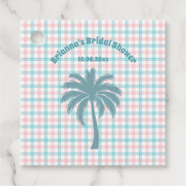 Palmboom Azure Roze Geruit Vrijgezellenfeest Bedankjes Labels