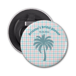 Palmboom Azure Roze Geruit Vrijgezellenfeest Button Flesopener