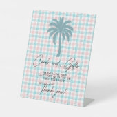 Palmboom Azure Roze Geruite Kaarten & Geschenken Reclamebord Met Voetstuk (Voorkant)