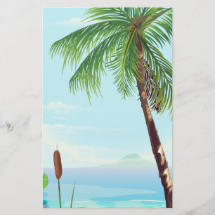 Palmboom bij het strand briefpapier