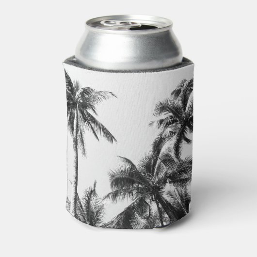 Palmboom blad zwart wit blikjeskoeler (Blikje Achterkant)