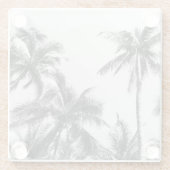 Palmboom blad zwart wit glazen onderzetter (Achterkant)