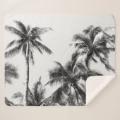 Palmboom blad zwart wit sherpa deken (Voorkant (horizontaal))