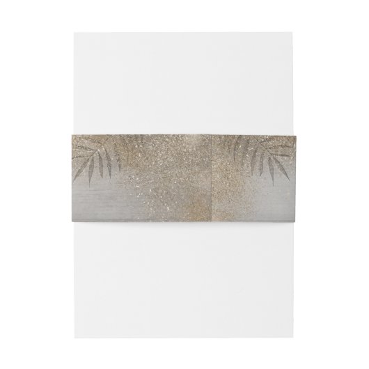 Palmboom bladeren en gouden glitter strand bruilof uitnodigingen wikkel (Achterkant Voorbeeld)