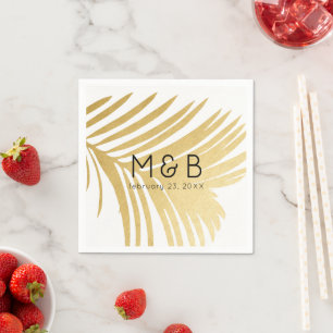Palmboom bladeren tropisch goud gepersonaliseerd servet