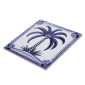 Palmboom Blauw en Wit Midden-Oosters Strand Tegeltje (Zijkant)