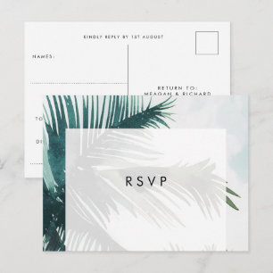 Palmboom boho strand bruiloft RSVP ansichtkaart Uitnodiging Briefkaart