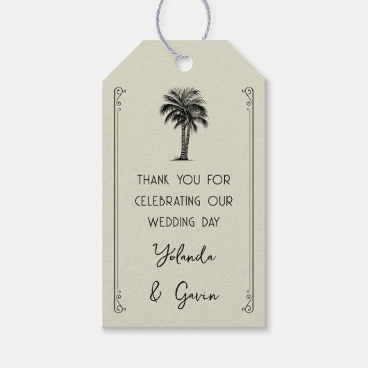  palmboom bruiloft bruidsfeest cadeaulabel (Voorkant)