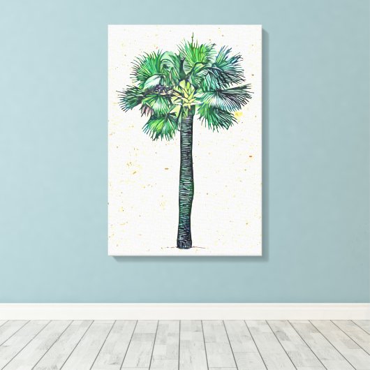 Palmboom Canvas Afdruk (Insitu (Houten vloer))