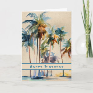 Palmboom Eiland Bries Gelukkige Verjaardag Kaart