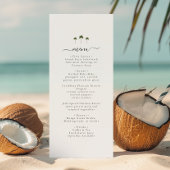 Palmboom Elegant Schrift Modern Tropisch Huwelijk Menu