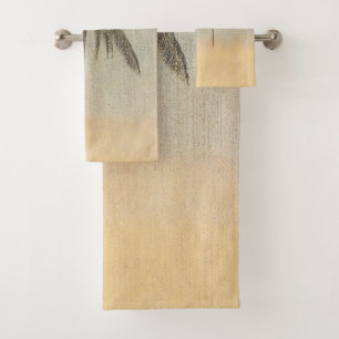 Palmboom Elegant Tropisch  Monogram Bad Handdoek