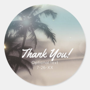 Palmboom Elegant Tropisch Strand Feest Cadeautje Ronde Sticker