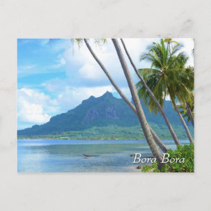 Palmboom en berg in Bora Bora Briefkaart