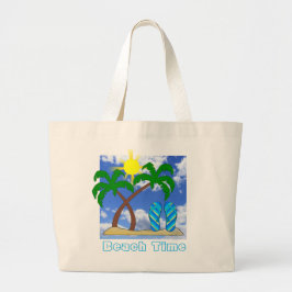 Palmboom- en Flip Flops-strandtas Grote Tote Bag