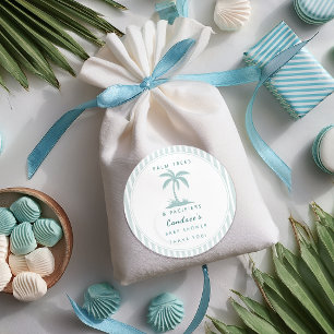 Palmboom en Fopspeen Kust Baby Shower Favor Ronde Sticker