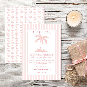 Palmboom en Fopspeen Roze Kust Baby Shower Bedankkaart
