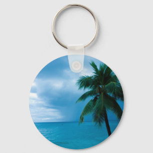 palmboom en oceaan sleutelhanger