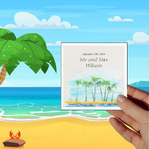 Palmboom en strand bruiloft servet