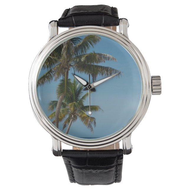 Palmboom en strand horloge (Voorkant)