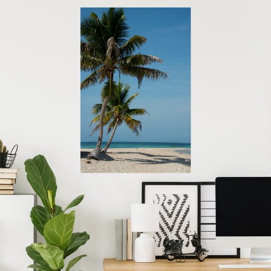 Palmboom en strand poster (Thuiskantoor)