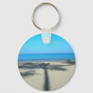Palmboom en strand sleutelhanger