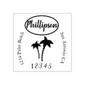 Palmboom en strandthema 	rubberstempel (Afrduk)