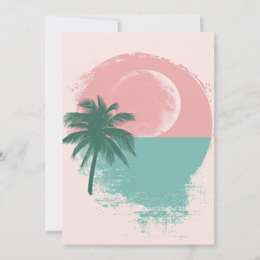 Palmboom en uitnodiging voor strandfeest bij zonso (Achterkant)
