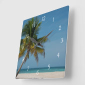 Palmboom en wit zandstrand  2 vierkante klok (Hoek)