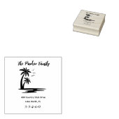 Palmboom familienaam retouradres rubberstempel (Gestempeld)