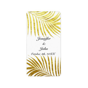Palmboom Foliage Gold Foil Leaves Weddenschap Whit Etiket