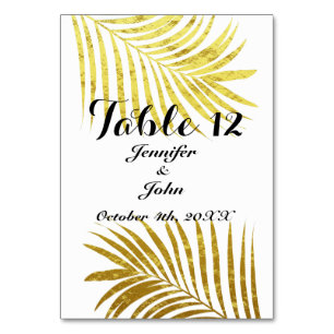Palmboom Foliage Gold Foil Leaves Weddenschap Whit Kaart