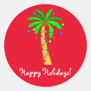 Palmboom gedecorbeerd voor Kerstmis Ronde Sticker